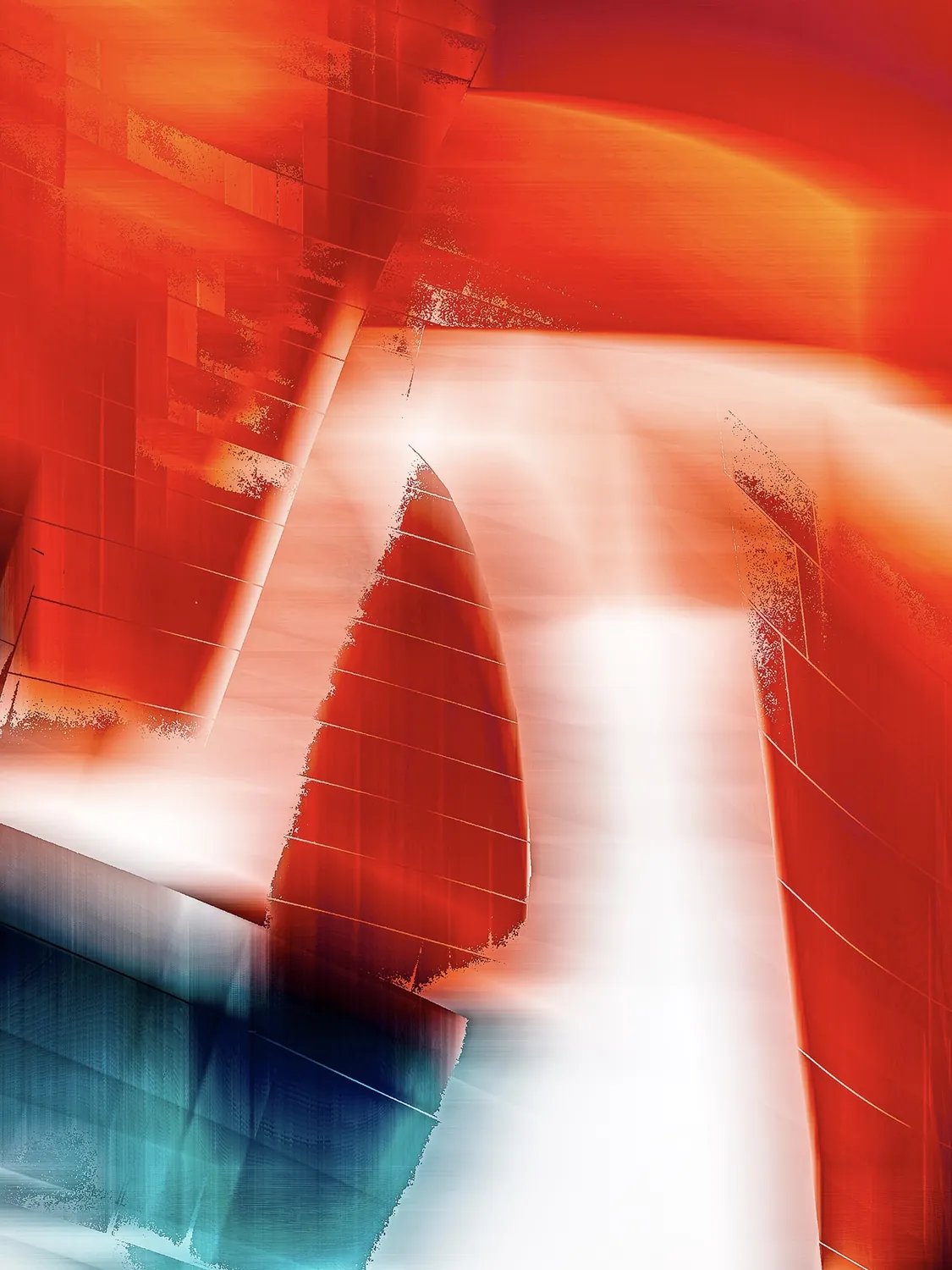 Architecture abstraite, rouge et bleu