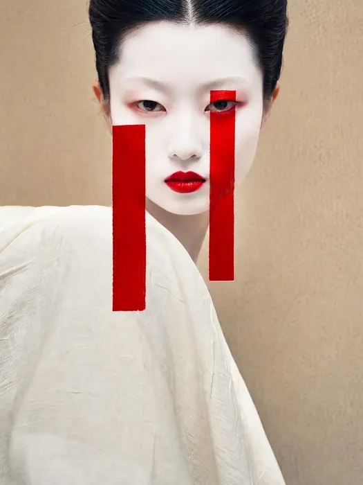 Portrait aux deux barres rouges